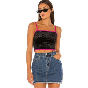 Superdown NWT Giana Black Velvet Cropped Tank Top